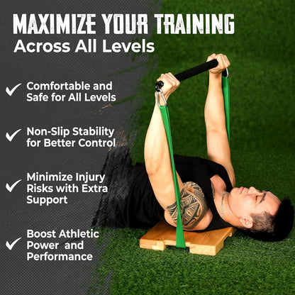 Wood Fitness Board, Exercise Platform or Wooden Exercise Board for Resistance Band Exercises, Resistance Band Workout, Stretching, Strength, Flexibility and Balance for Total Body Home Gym